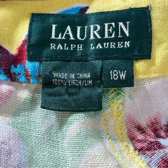 Lauren Ralph Lauren Women's Linen Floral Pants Size 18W Summer Vacation - Picture 3 of 6